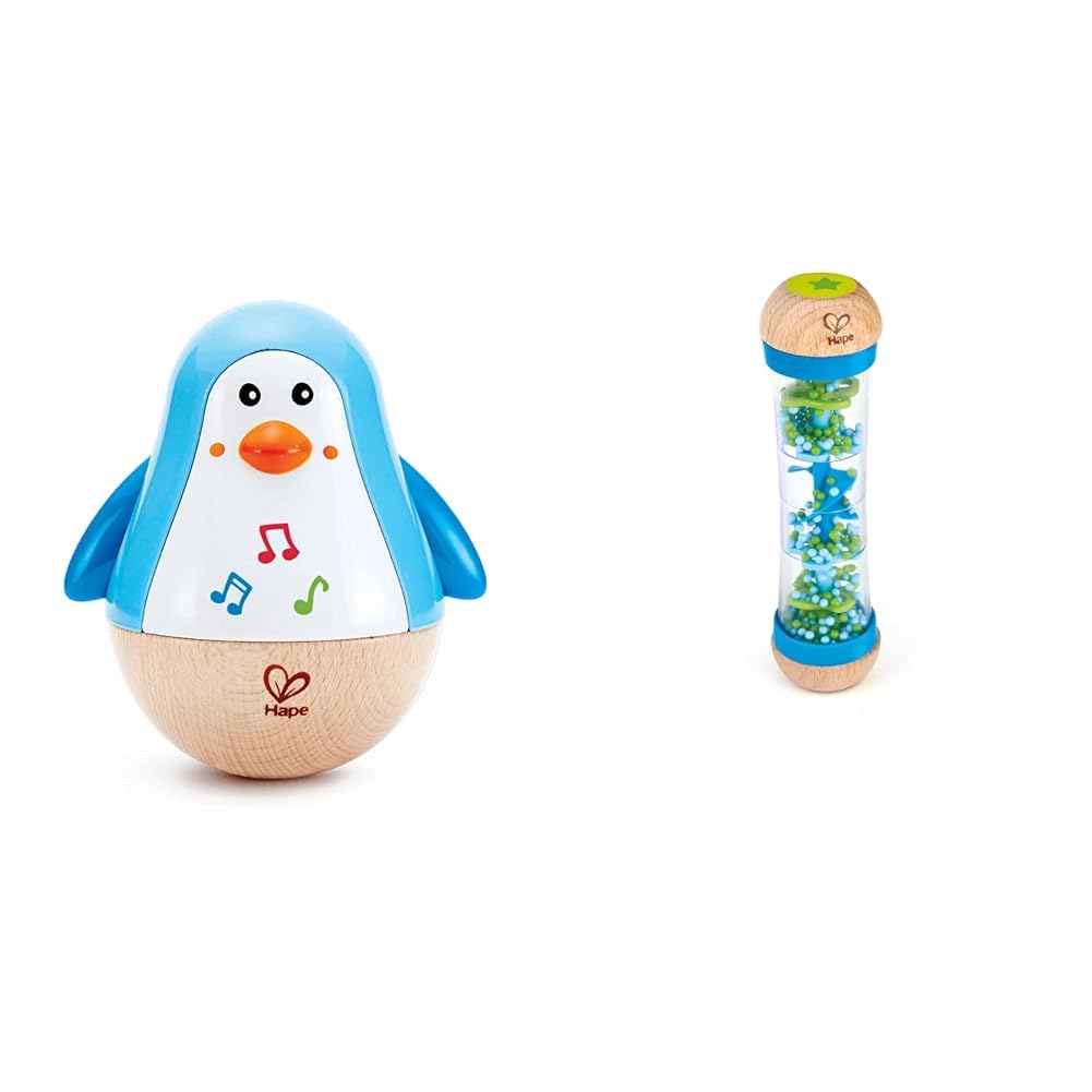 Hape Stehauf-Pinguin | Farbiger Stehauf-Pinguin mit Melodie, Stehauf-Spielzeug für Kinder im Alter v