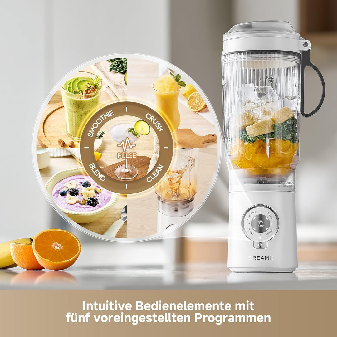 DREAME PortFresh Tragbarer Mixer, Abnehmbares Motorgehäuse, Schnellladen, 880 ml BPA-freier Mixbeche
