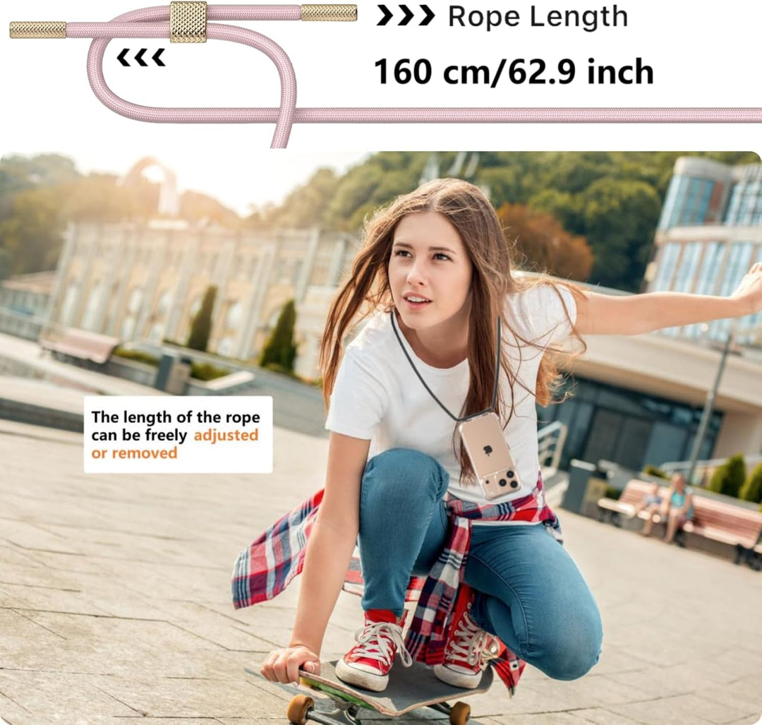 Handykette für iPhone 17 Pro Hülle mit Band, Necklace Handyhülle, Transparente Schutzhülle zum Umhän