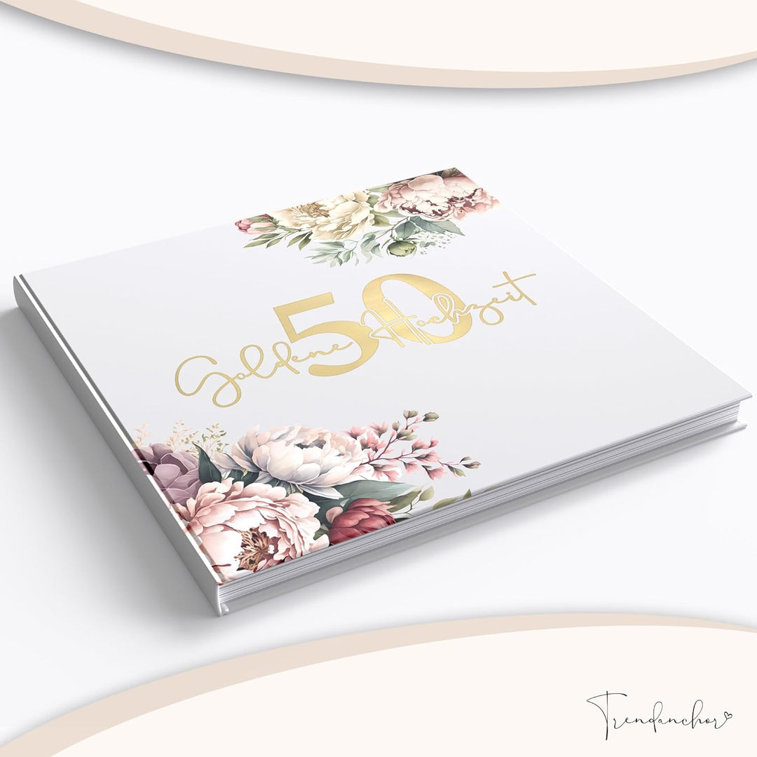 50 Goldene Hochzeit Gästebuch zum Ausfüllen und Fotos Einkleben - Geschenkidee zum 50. Hochzeitstag