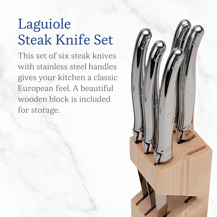 Jean Dubost Laguiole 16572 Messerblock, mit 6 Steakmessern aus Edelstahl