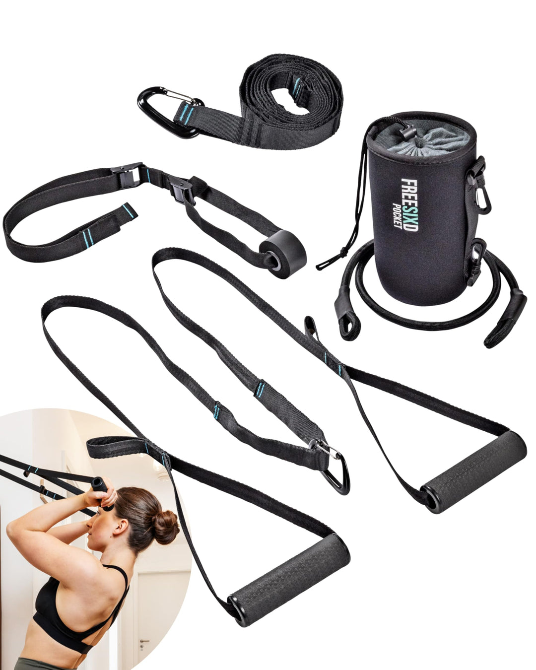 Pocket Schlingentrainer - Kompakter Sling Trainer für Ganzkörpertraining | Suspension Trainer für Zu