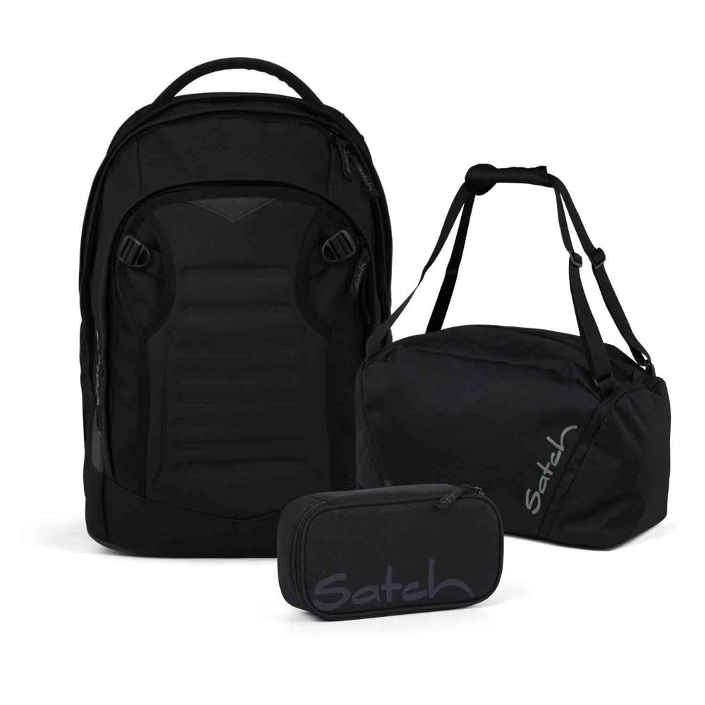 Satch Match Plus Schulrucksack Set 3tlg. inkl. Schlamperbox und Sporttasche (Blackjack), Blackjack