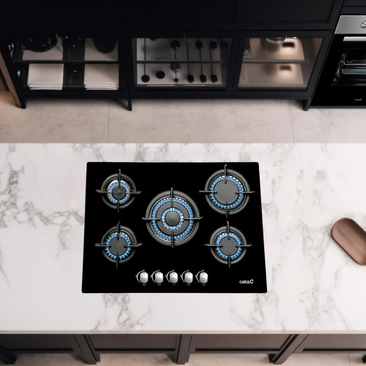 CATA L 7005 CI Gaskochfeld, Kristall, Schwarz, 51 x 70 x 5,5 cm, 20000