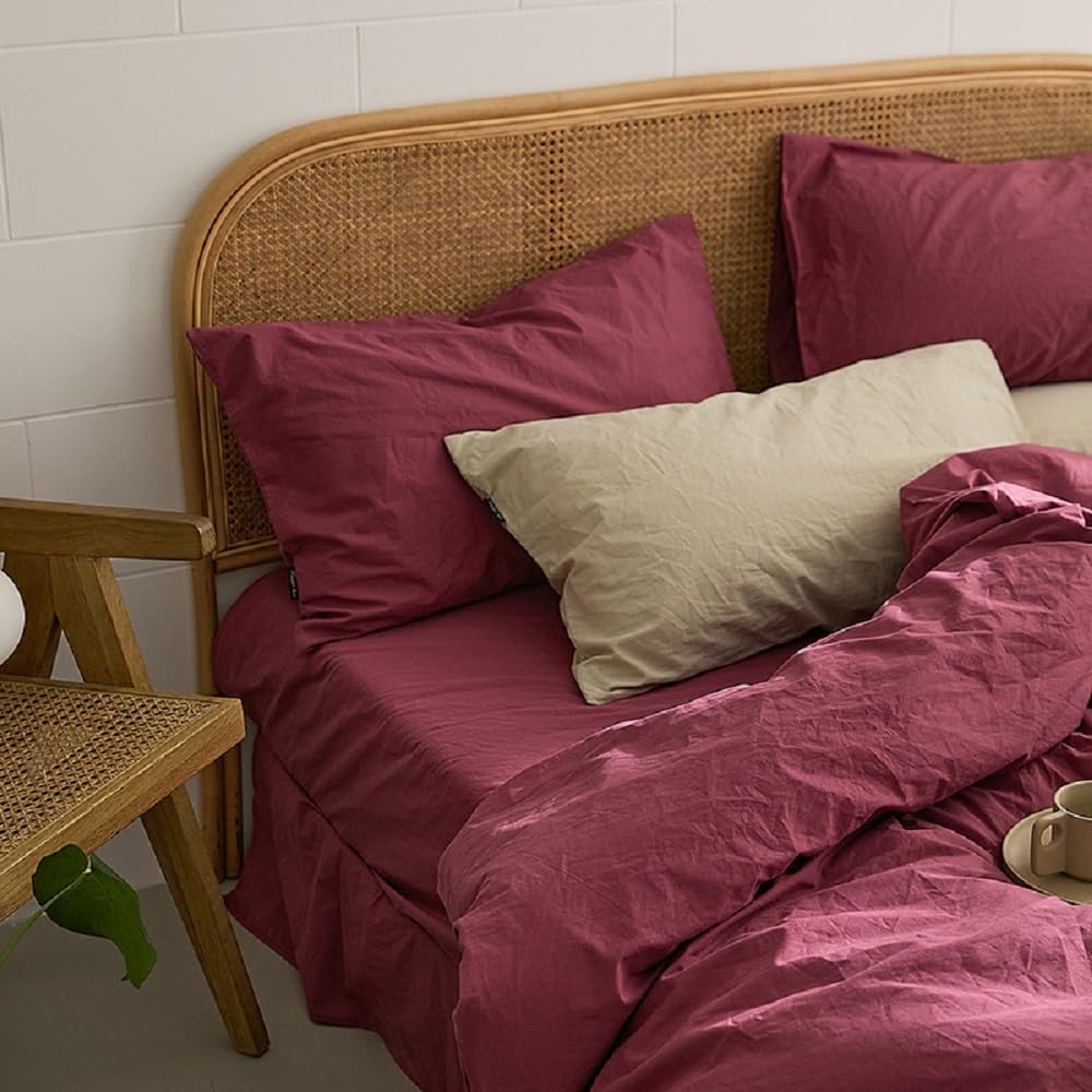 Sedefen Bettwäsche 200x200cm Baumwolle Renforce Altrosa Rosa Uni Unifarben Baumwollbettwäsche Set,Do