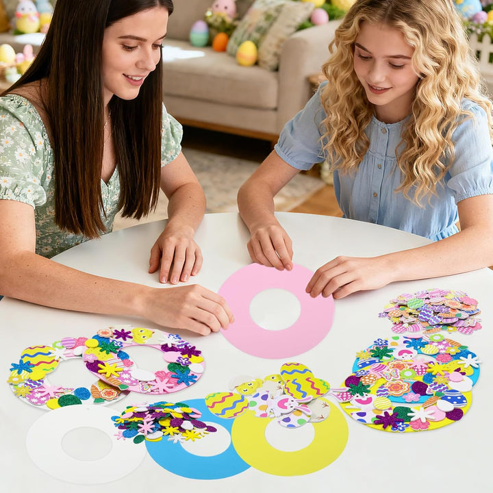 8 Stück Ostern Basteln Kinder, Ostern Kränze Bastelset für Kinder, 274 stk Oster Kranz DIY Kits, Ost