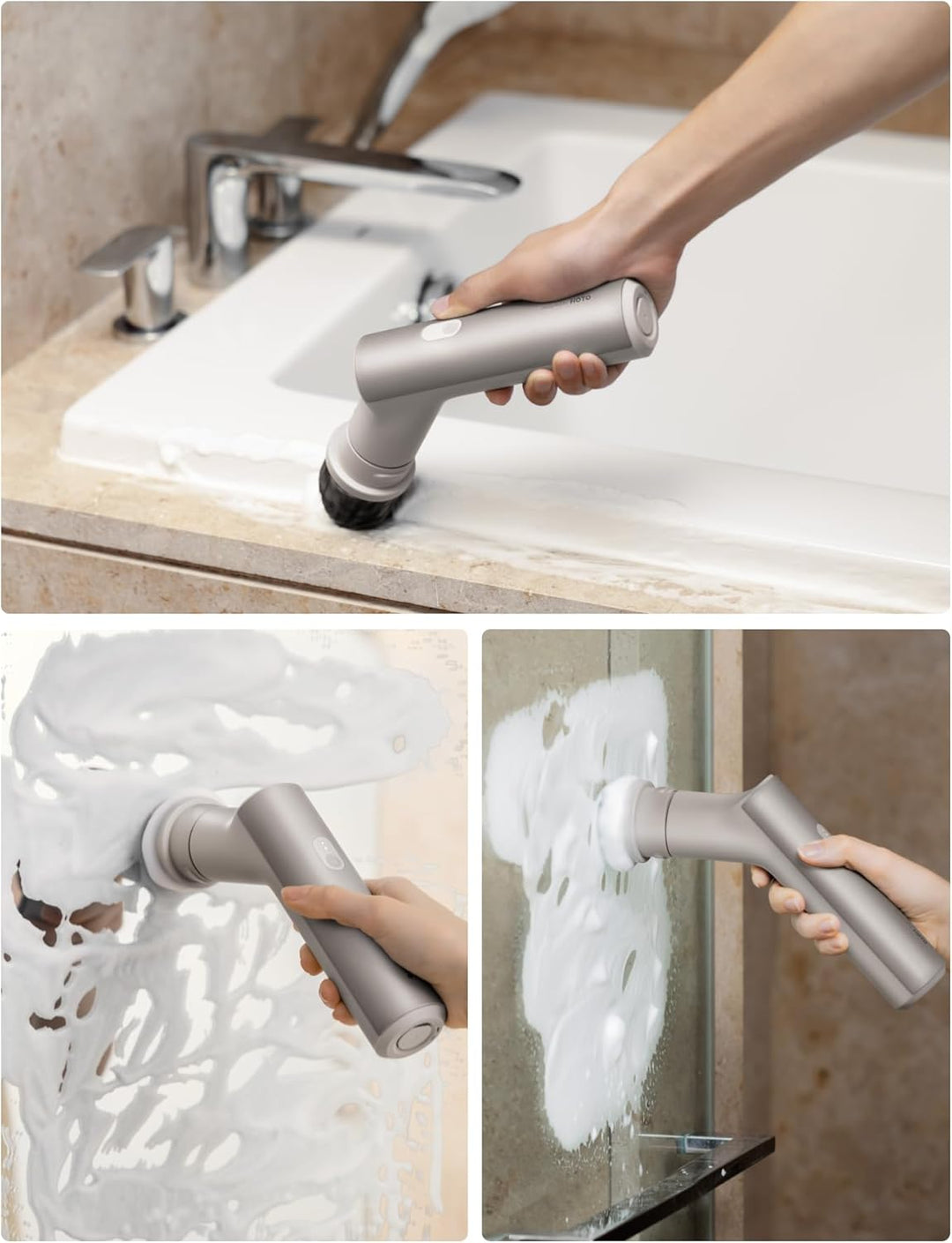 HOTO Elektrische Reinigungsbürste, Küchenbürsten, IPX7 wasserdichte, Kabellose Putzbürste für Bad, P