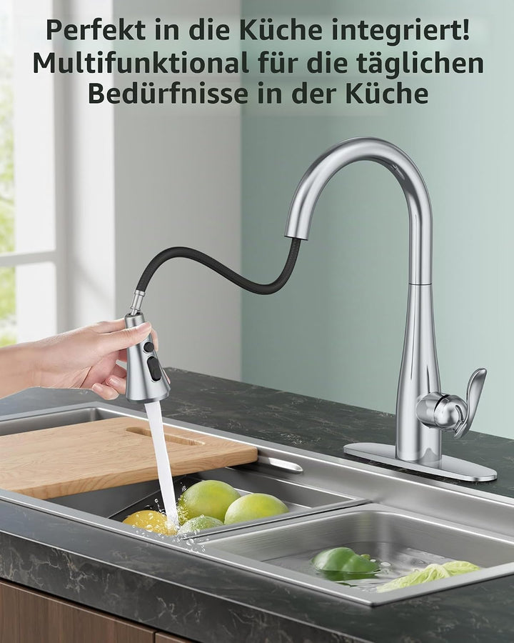 Mbillion ABS-Küchenarmaturkopf, Universal-Sprühdüse mit 3 Funktionen, mit 14 Adaptern, mattschwarz,