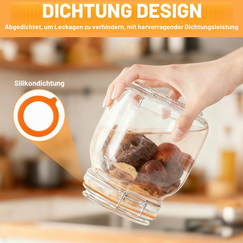 NAVESO 1L Fermentierglas Set, Fermentationsglas mit Gewicht, Gärglas mit Luftschleuse, Fermentierglä