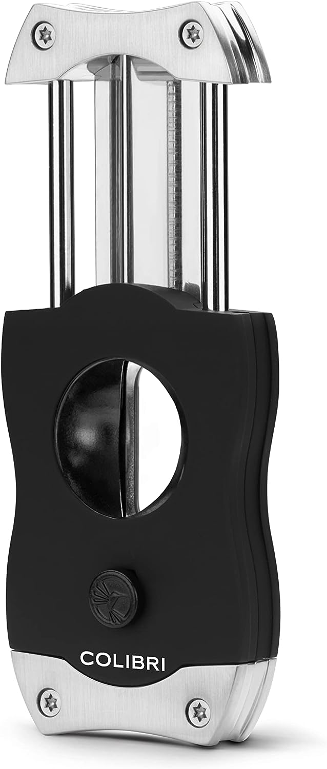 Colibri V-Cut Zigarrenschneider | Schwarz Mit chromakzenten | Federauslöser | Tiefer 7mm V-Schnitt |