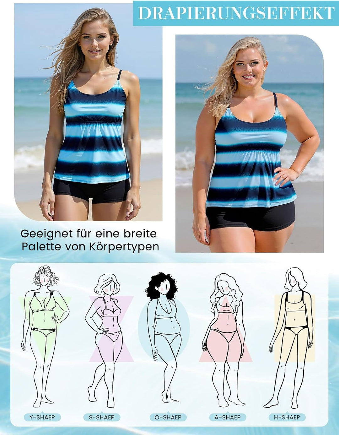 Durio Badeanzug Damen Bauchweg Frau Bademode Badeanzüge Tankinis Tankini mit Hotpants Badebekleidung