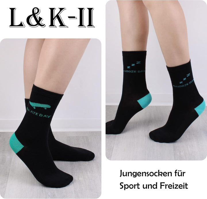 L&amp;K-II 12 Paar Pack Jungen Kindersocken Teenager Stümpfe Frühling und Sommer Socken mit niedlichen M