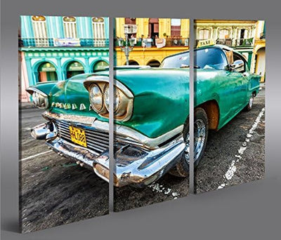 islandburner Bild Bilder auf Leinwand Taxi Cuba Havanna Kuba 3p XXL Poster Leinwandbild Wandbild Dek