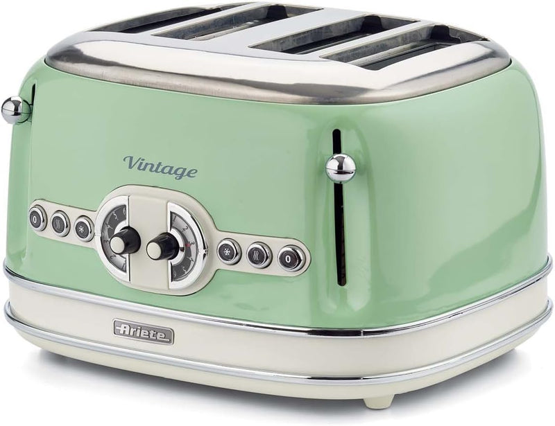 Ariete,156 Toaster im Vintage-Design für 4 Scheiben, 1600 W, 6 Toaststufen, aus lackiertem Edelstahl