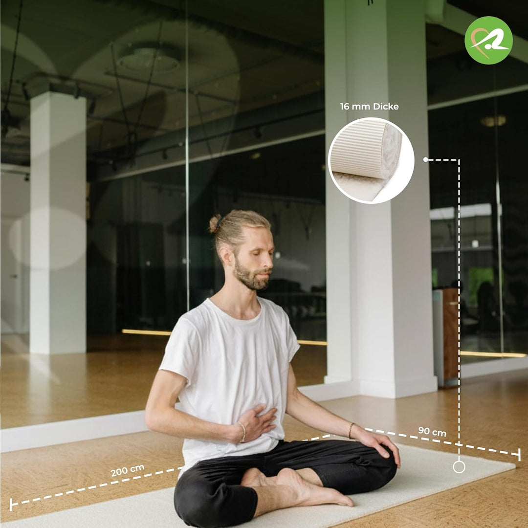 Bausinger Yogamatte Basic, 16mm Florhöhe, 90x200 cm, natur