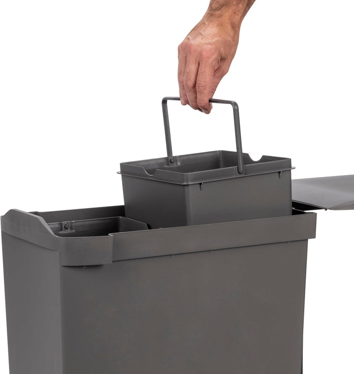 Emuca - Recyclingbehälter für Küche, 2 x 14 Liter, Unterseitigbefeistigung und automatische Extrakti