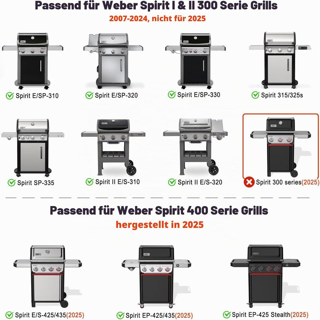 Onlyfire 44 X 30 CM Edelstahl Grillrost für Weber Spirit E310 E320 S310 S320, BBQ Grill Ersatz Eckig