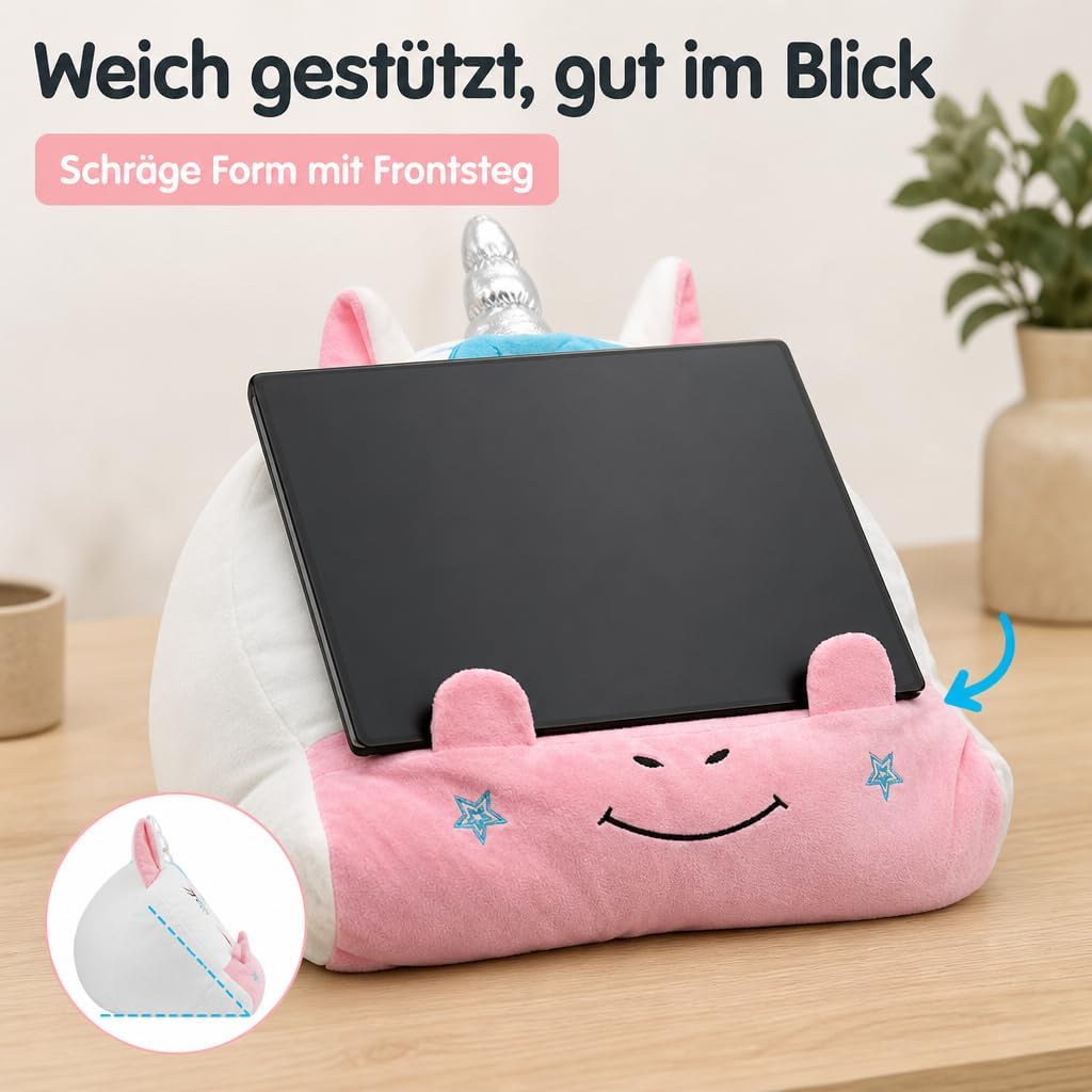 MIJOMA Tablet-Kissen für eReader Buch Tablets bis 12,9" Zoll, ideal für Bett, Sofa, Tisch, Kuschelki
