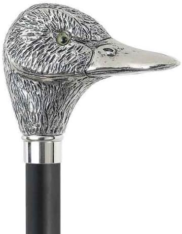 DELFA Design Gravur/Laserung Schuhanzieher Schuhlöffel - 70 cm mit silberner Ente als Griff - schwar