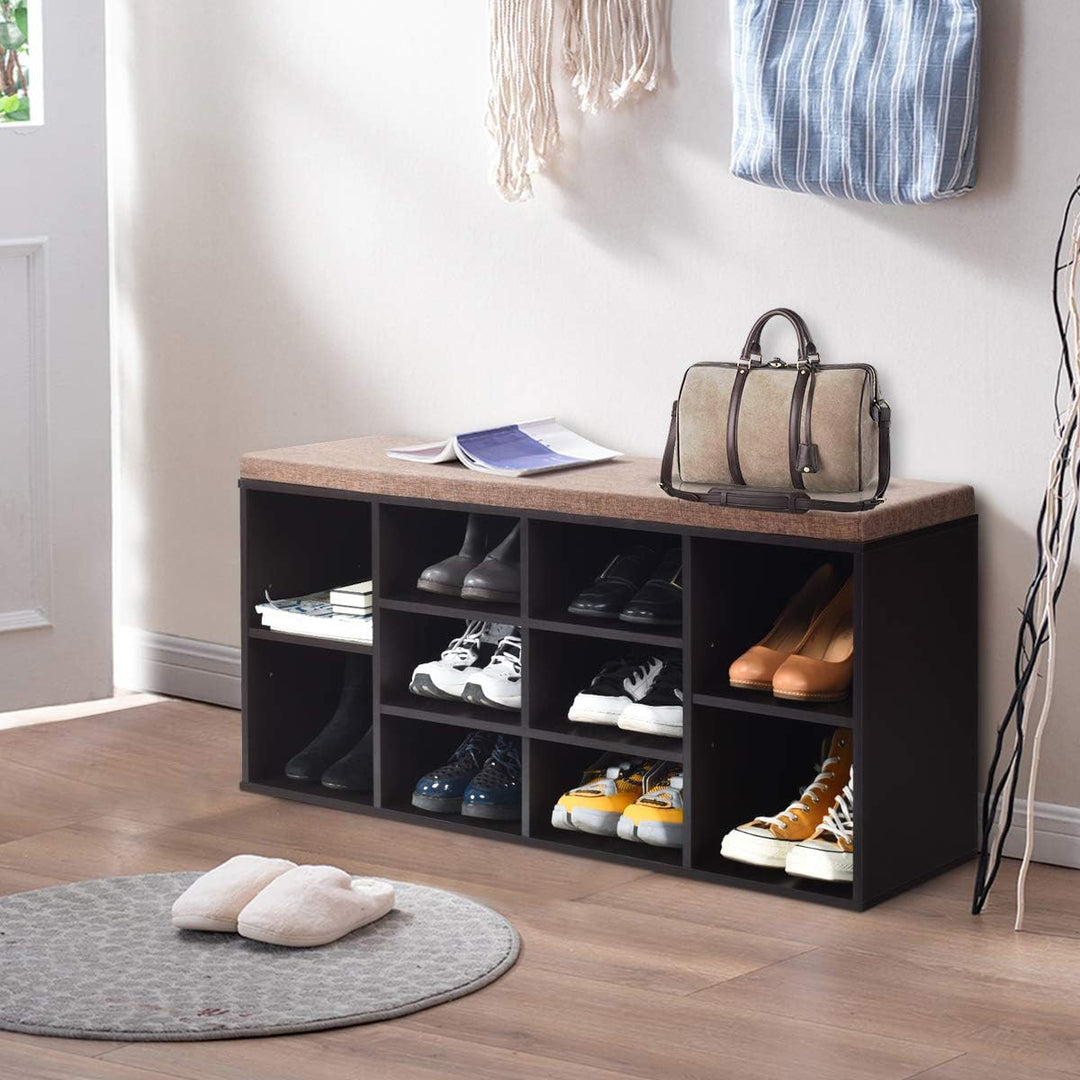 COSTWAY Schuhbank mit Sitzfläche, Schuhregal Holz, Schuhkommode Schuhablage Schuhschrank, Sitzbank m
