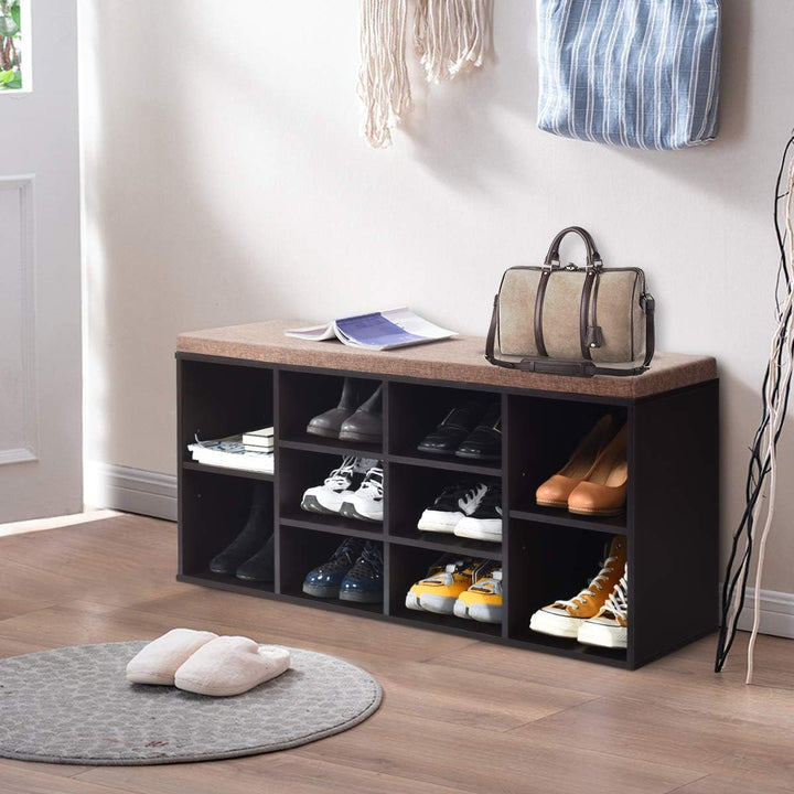 COSTWAY Schuhbank mit Sitzfläche, Schuhregal Holz, Schuhkommode Schuhablage Schuhschrank, Sitzbank m