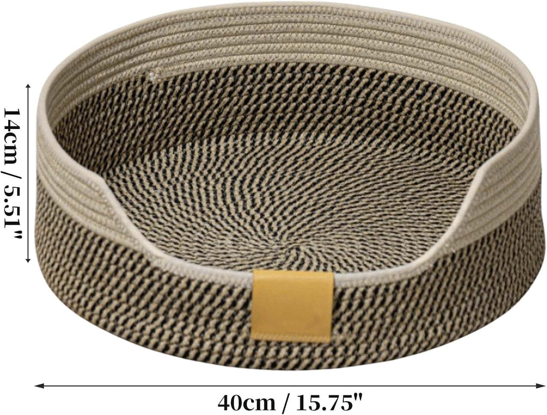 CAPASTEC Gewebtes Katzenbett, 40 cm Durchmesser Faltbarer Korb-Nistplatz, Atmungsaktives Haustier-Li