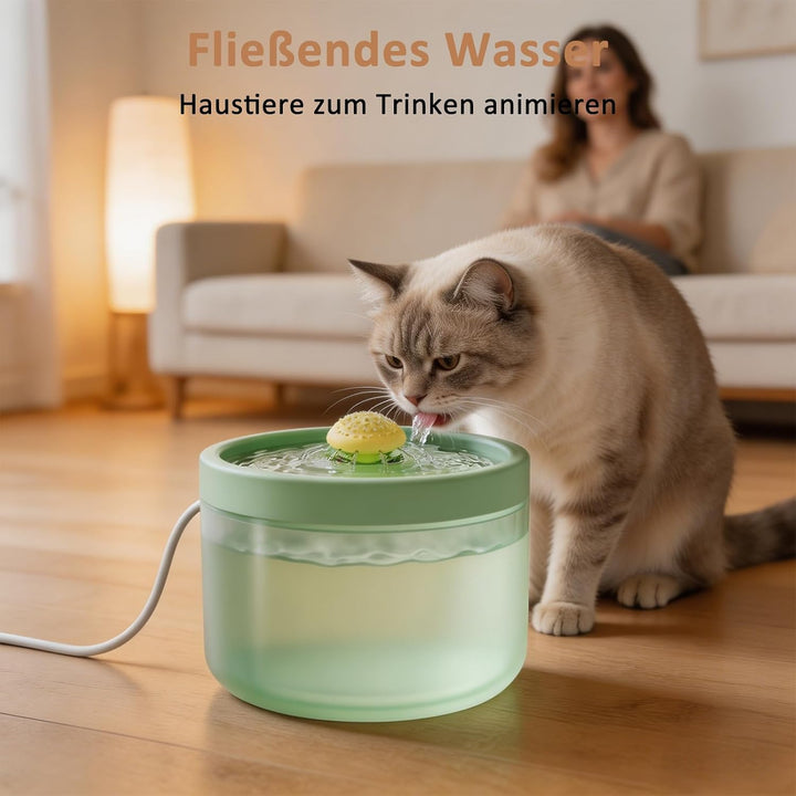 Kompakter Leiser Katzenbrunnen 1,8L Mehrschichtfilter Zirkulation Gruen, Gruen