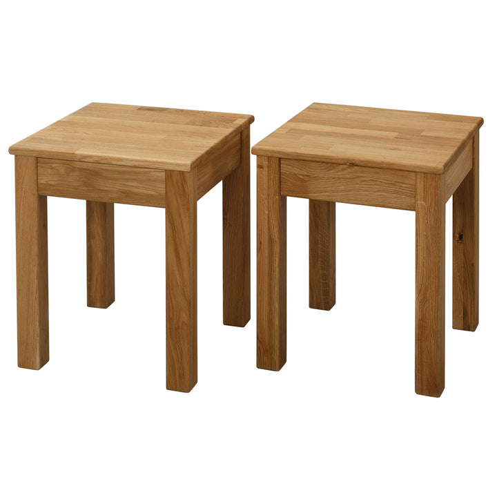 Krok Wood Hocker Tomas aus Massivholz 35x35x45 cm (Eiche, 2X ohne Eingriff) 2x Tomas ohne Eingriff E