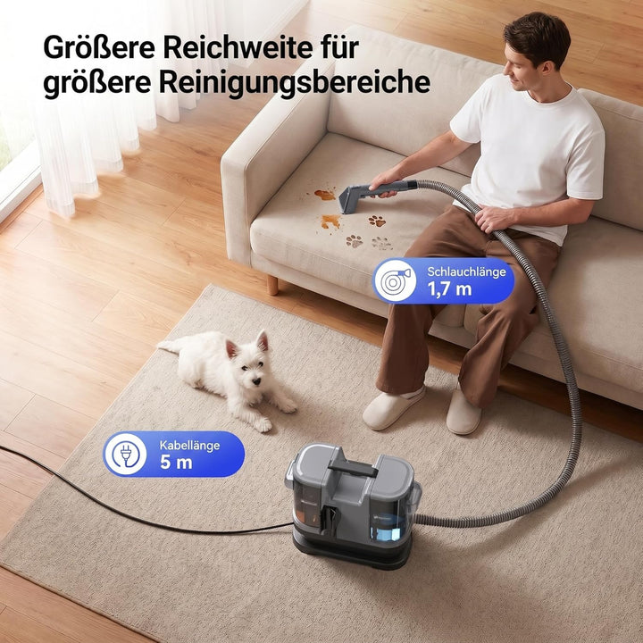Lubluelu Upgrade Nasssauger Polsterreiniger Gerät mit 600 W – 22 kPa Teppichreiniger Waschsauger, tr