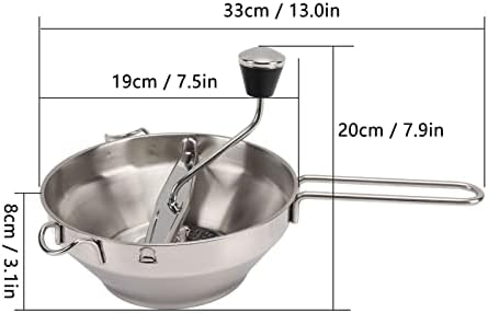 Edelstahl Passiergerät, Manuelle Passiermühle mit 3 Siebeinlagen Rotationsmühle Lebensmittelmühle Ma