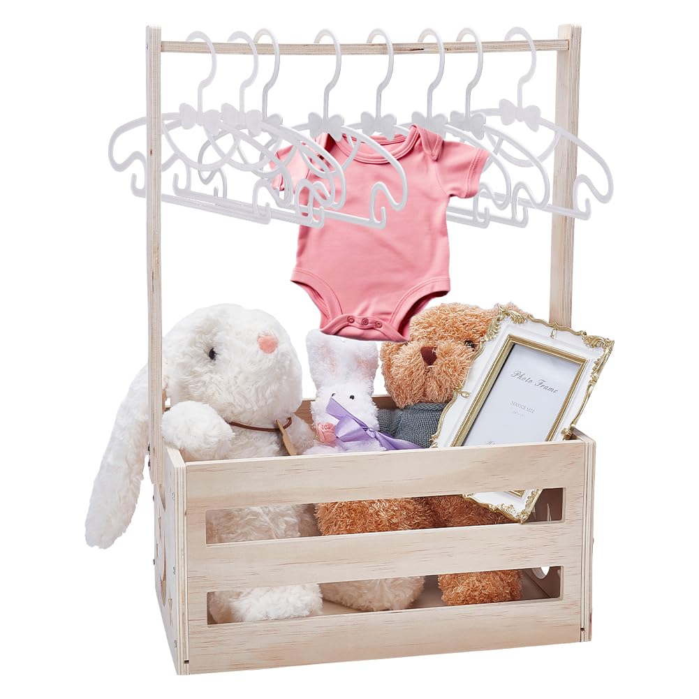 UNICRAFTALE Holz Baby Geschenk Korb mit Griff Kinder Kleiderbügel Aufbewahrungskorb Holzkiste für Ba