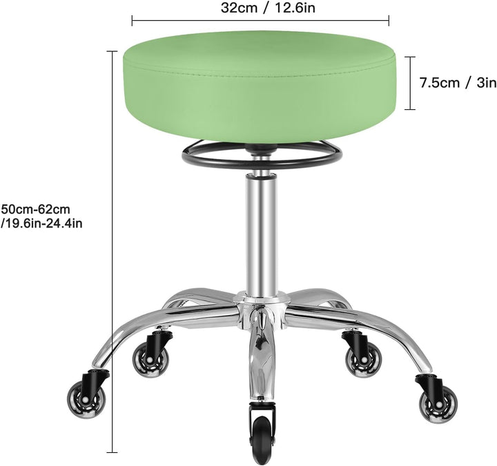 Rollhocker höhenverstellbar mit Rollen - 50-62cm，bis 180 kg belastbare Arbeitshocker，360° Drehhocker