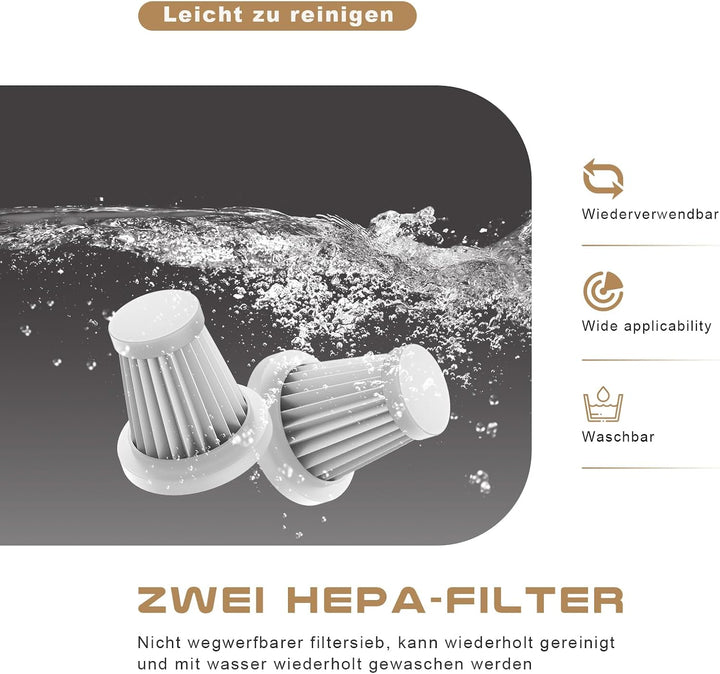 KITBEZN Handstaubsauger, 27KPA Handstaubsauger Akku Kabellos, 135W Autostaubsauger Stark, 4-in-1 Min