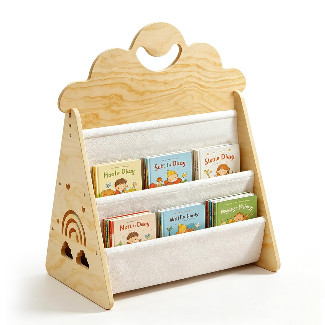 Montessori Bücherregal Kinder, Kinder Bücherregal Holz, Kinderbücherregal, Doppelseitiges Holzregal