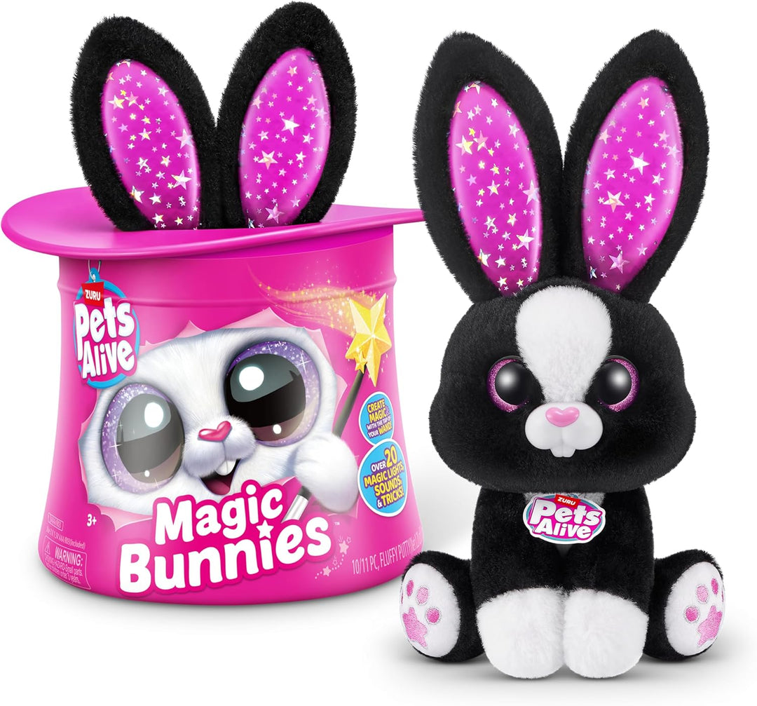 Pets Alive 9549D Magic Bunnies von ZURU, Black Bunny (Sootie), Large (32 cm), Black Bunny (Sootie)