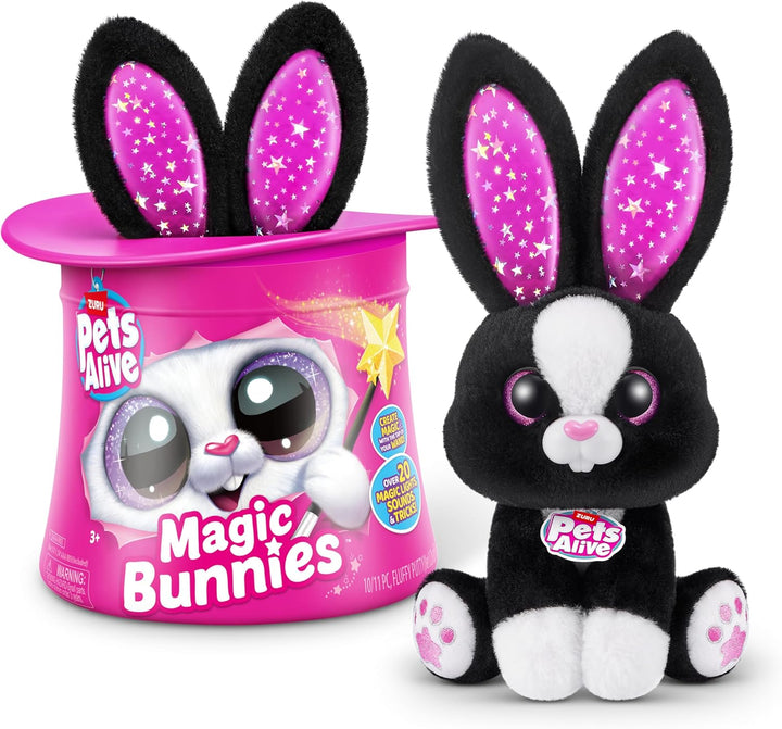 Pets Alive 9549D Magic Bunnies von ZURU, Black Bunny (Sootie), Large (32 cm), Black Bunny (Sootie)