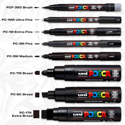uni-ball 186516 - POSCA Marker mit feiner Rundspitze, 16er Set, Grundfarben