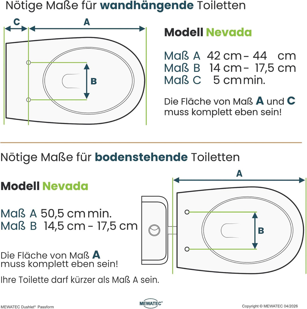 Bidet Aufsatz für Toilette - MEWATEC Nevada - Dusch WC ohne Strom