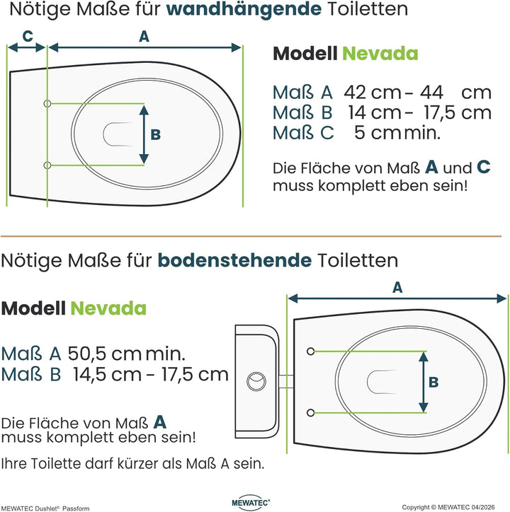 Bidet Aufsatz für Toilette - MEWATEC Nevada - Dusch WC ohne Strom