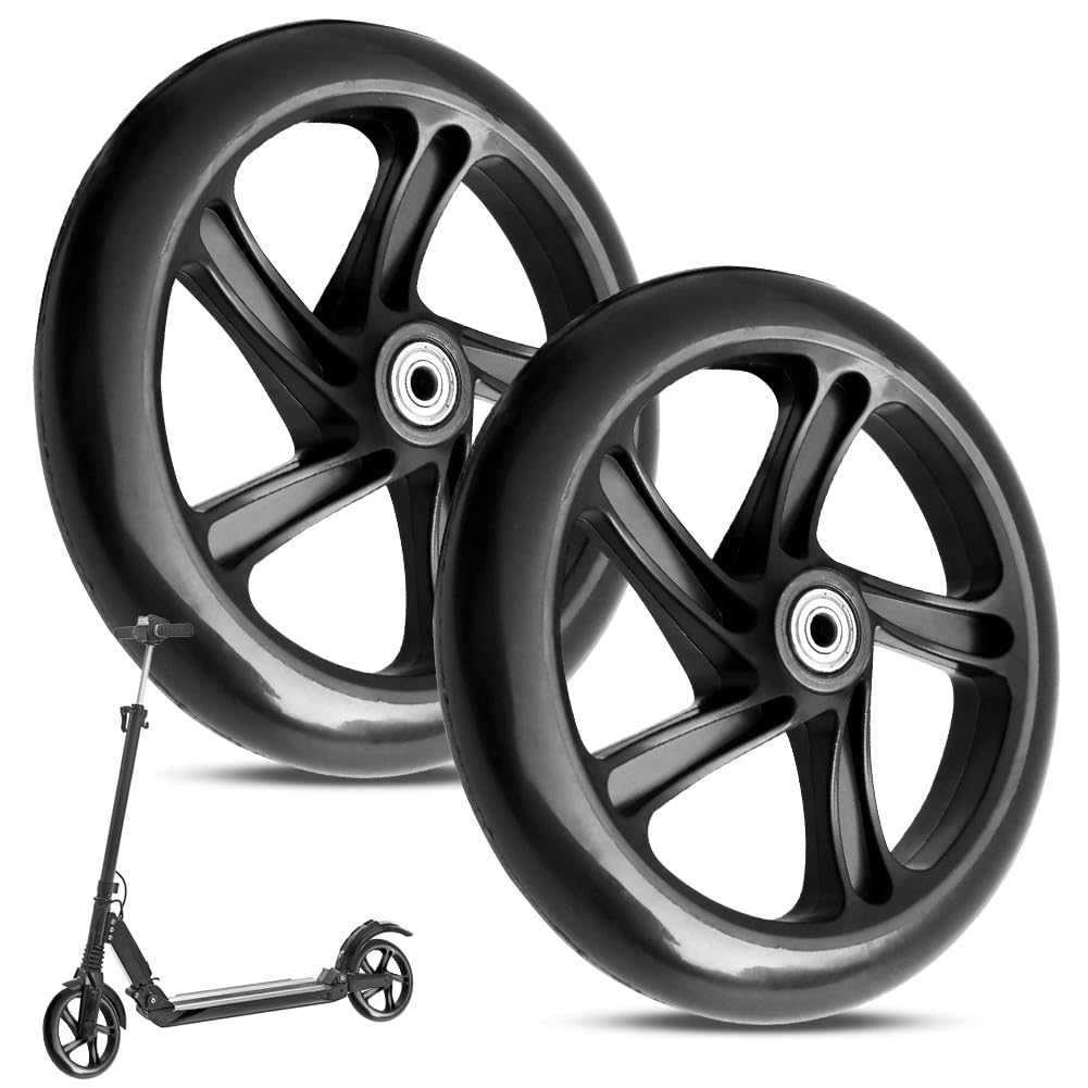 2 Stück 200mm Ersatzräder, Scooter Rollen, Anti-Rutsch Roller Räder, City ScooterRollen für Roller u