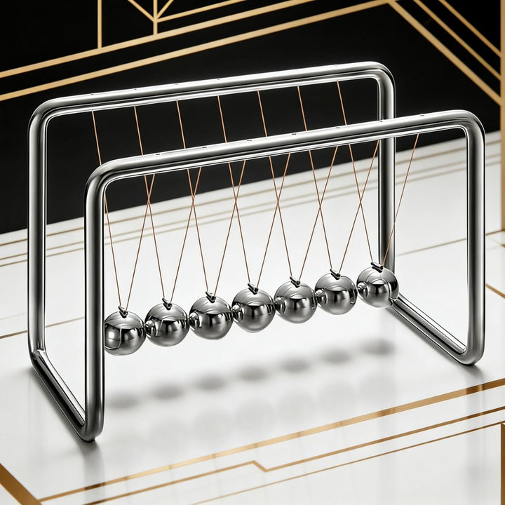 Generisch Newton Pendel, Newton Cradle mit 7 Kugeln aus Edelstahl - Klassisches Kugelstosspendel, Un