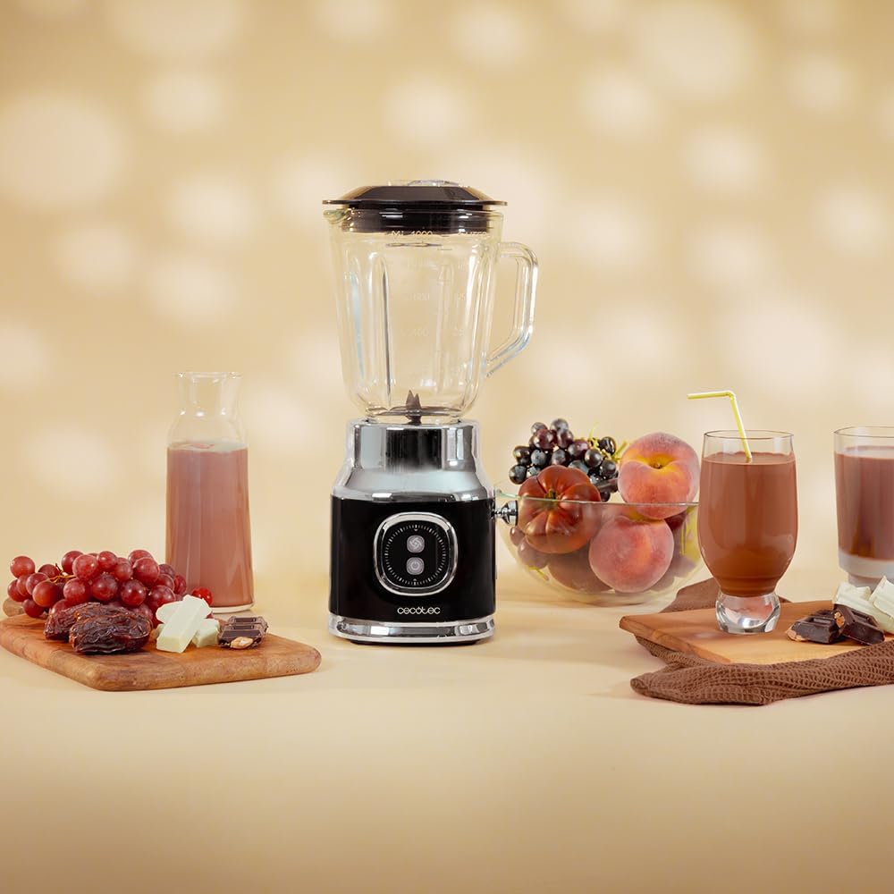 Cecotec Standmixer Retro RetroTwist Black. 800W Maximale Leistung, Pulse-Funktion, 4-Klingen-Messer