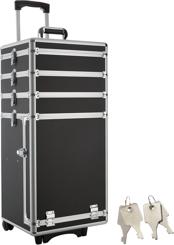 tectake® Kosmetikkoffer Pilotenkoffer Beauty Koffer Schminkkoffer Trolley Friseurkoffer - schwarz