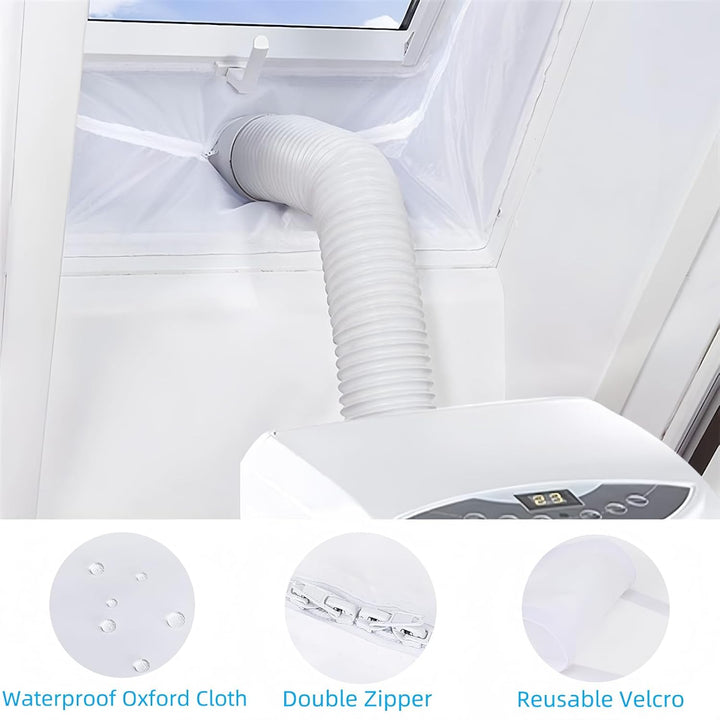 Fensterabdichtung für mobile Klimageräte 400CM Hot Air Stop zum Anbringen an Fenster, Inkl. 2 Kabelb