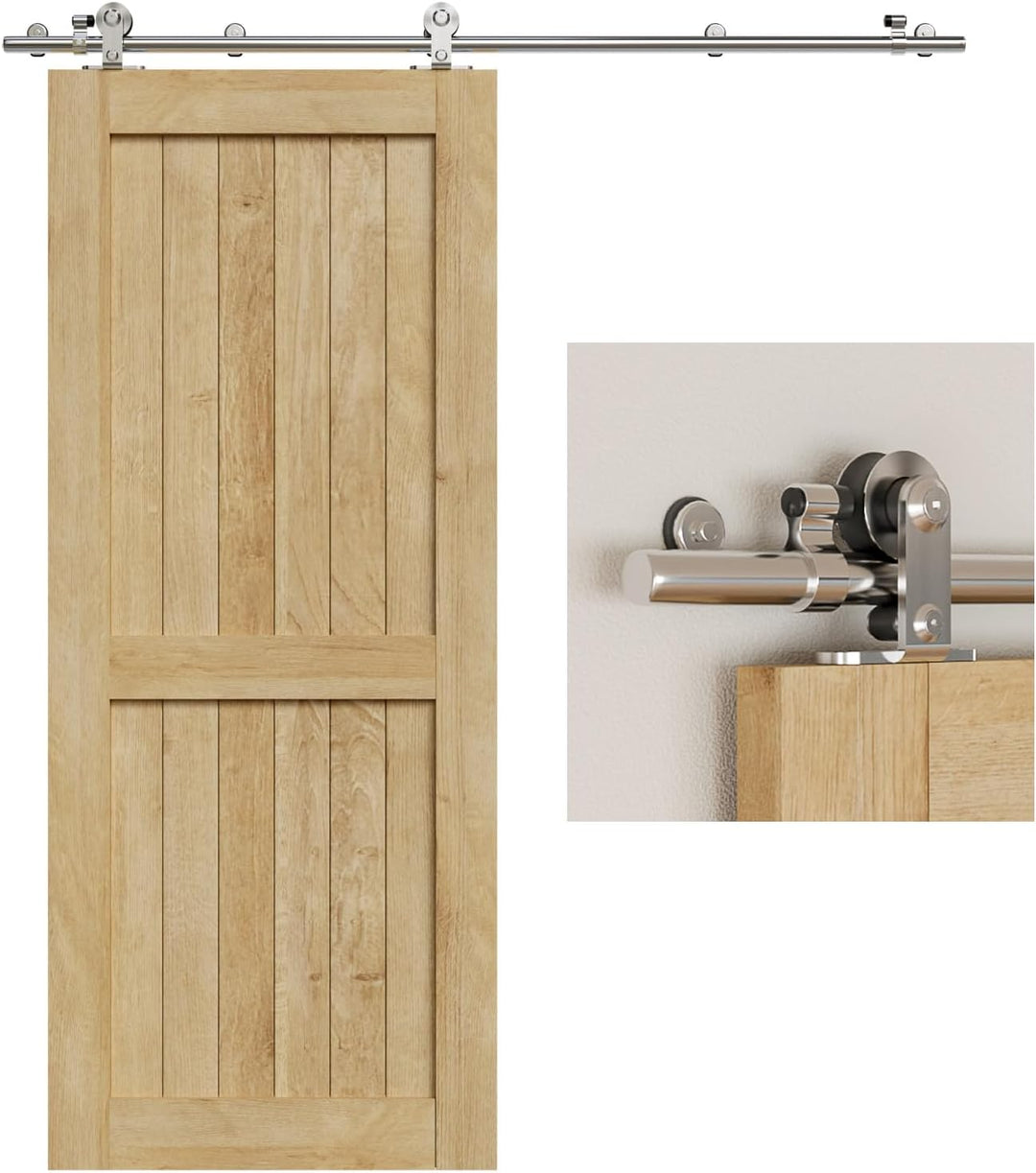 WOLFBIRD Schiebetürbeschläge Edelstahl 200cm Schiebeschiene Komplettes Rollschienenset Heavy Duty St