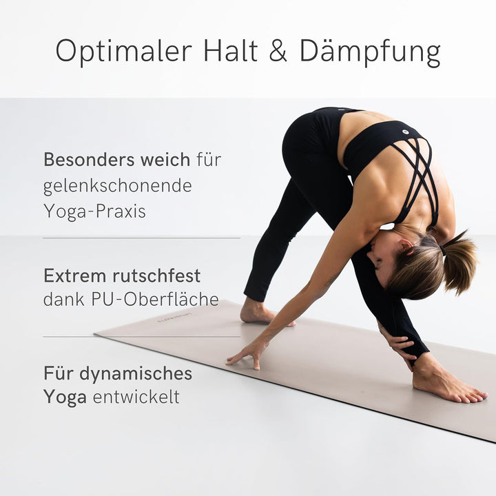 LOTUSCRAFTS® Yogamatte rutschfest, aus Naturkautschuk, universell einsetzbar als Yoga Matte, Sportma