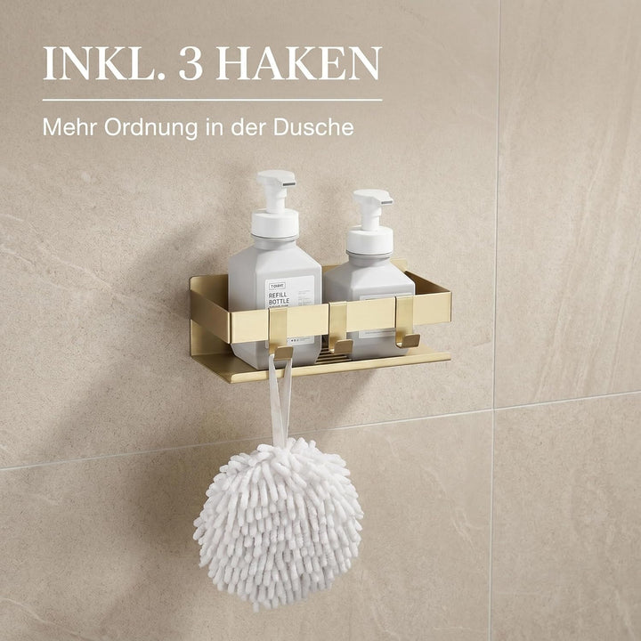 DEKAZIA® Duschablage Gold Wandregal Gold Duschregal ohne Bohren Gold Badezimmer Ablage Gold Dusche B