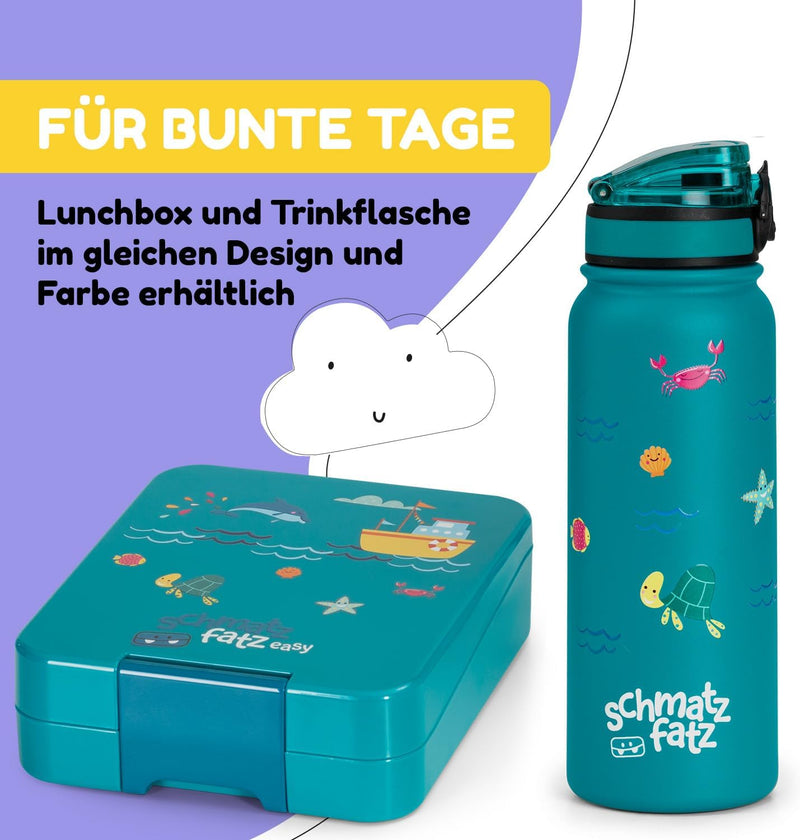 schmatzfatz Trinkflasche Kinder Auslaufsicher, 550ml Edelstahl-Trinkflasche für Schule & Kindergarte