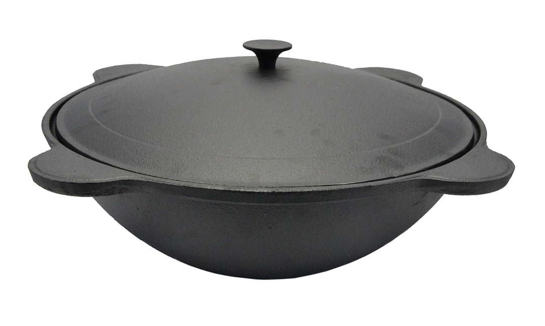 rukauf Kazan aus Gusseisen mit Deckel 19 Liter Wok Kasan Asien Schmortopf Camping 19L, 19 L