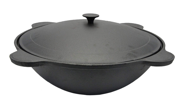 rukauf Kazan aus Gusseisen mit Deckel 19 Liter Wok Kasan Asien Schmortopf Camping 19L, 19 L
